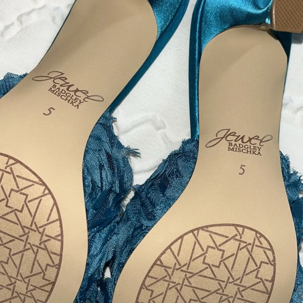 Badgley Mischa  Blue Satin Slip-on Kitten Heel Sandals(Size 5) - Image 8