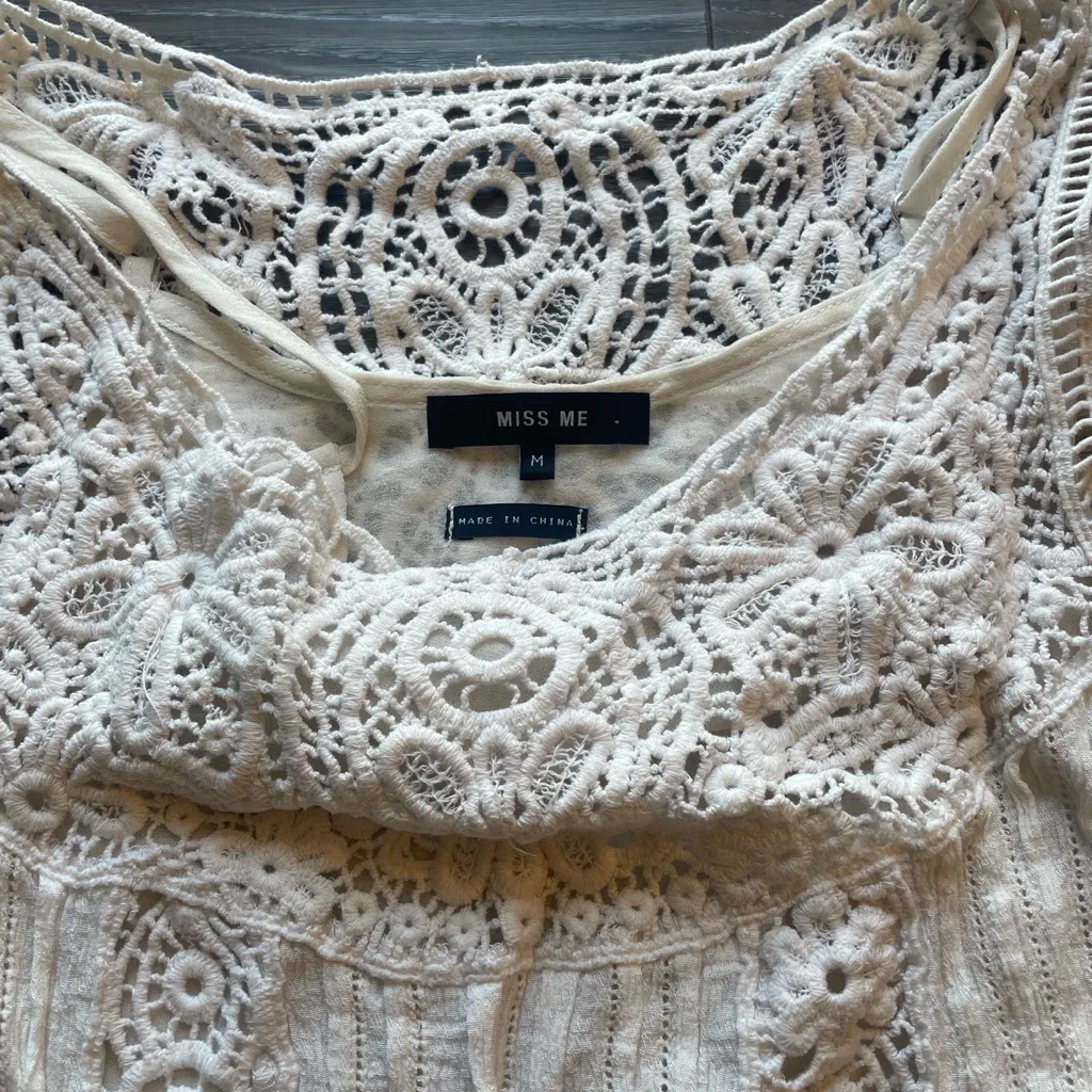 Miss Me White Lace Tank Top - Image 5