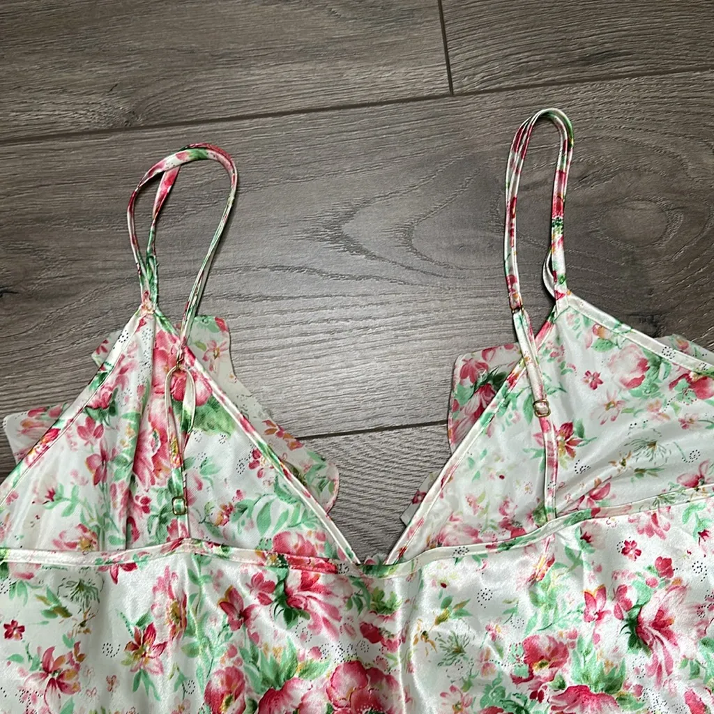 Vintage Enchanting Floral Slip Gown Apple Blossom Pink Cream Size‎ 2X - Image 6