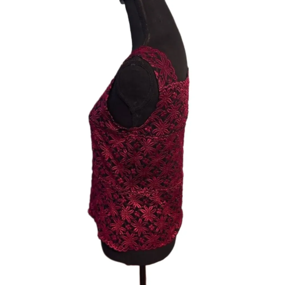 Lace Tank Top Deep Red - Image 2