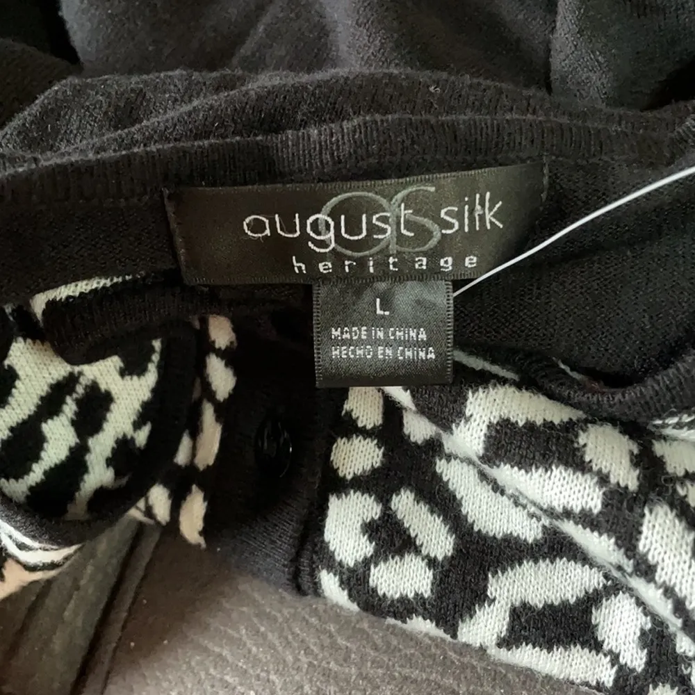 AUGUST SILK HERITAGE Black&White Cardigan Size L - Image 7