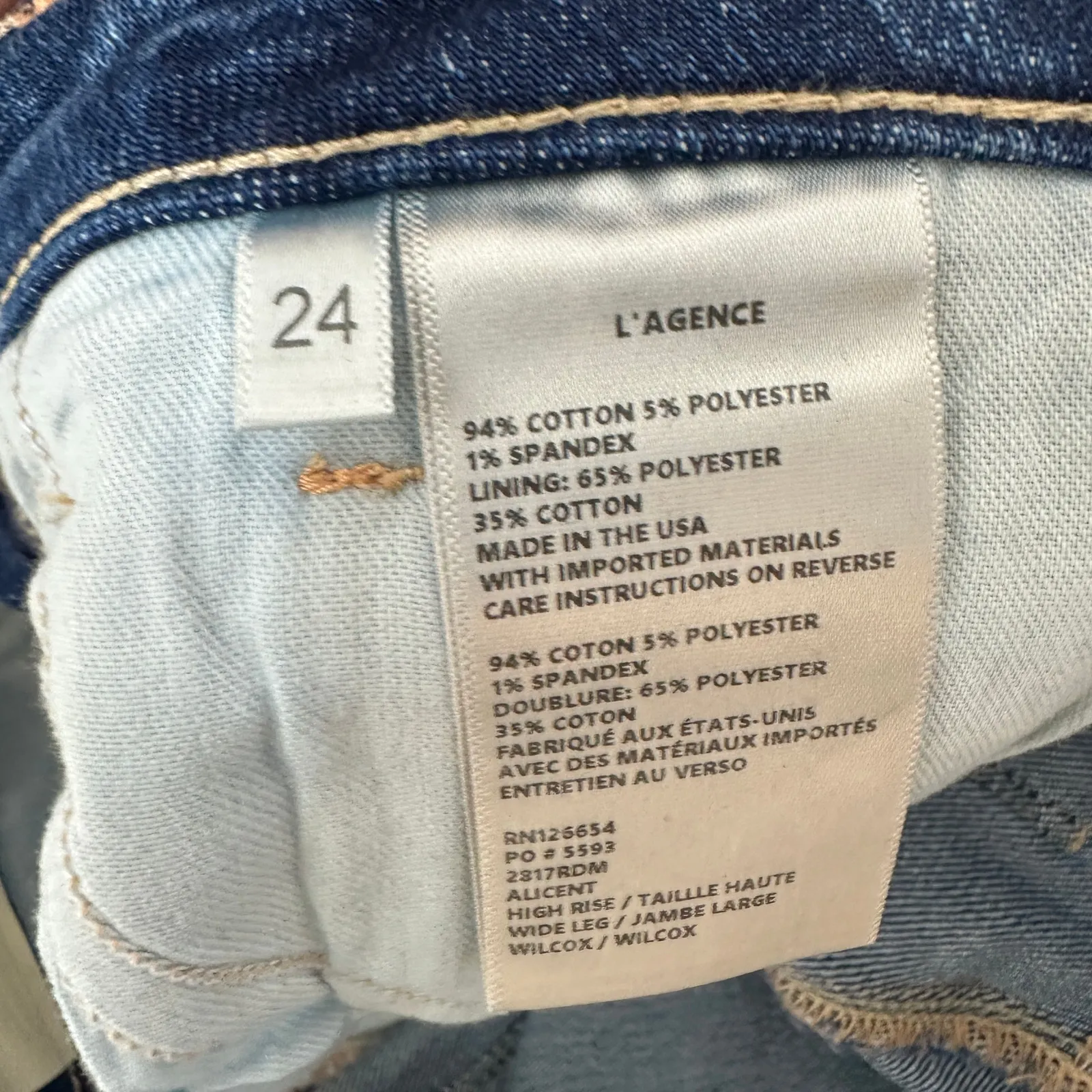 L'AGENCE Alicent High Waist Wide Leg Jeans in Wilcox Blue Relaxed US 24 NWT - Image 11