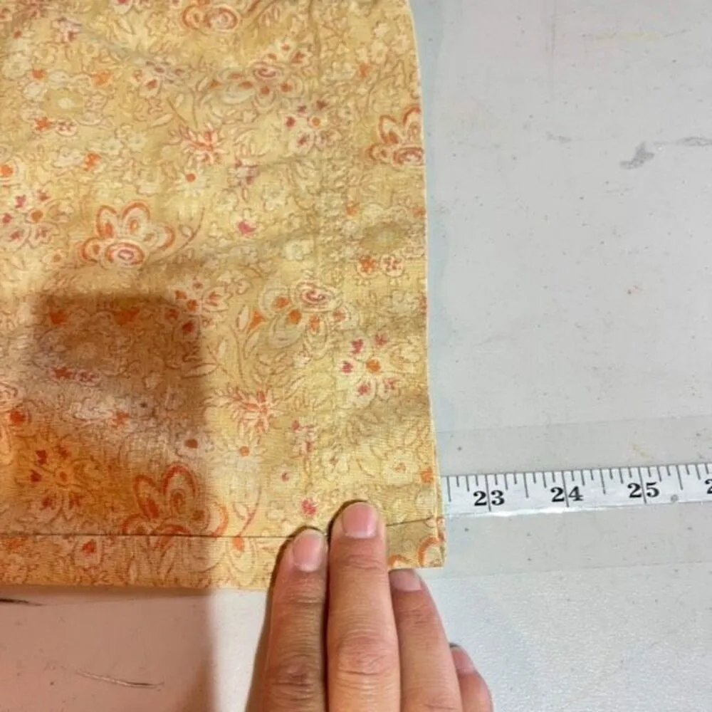 Vintage Woolrich Wicker Floral Linen Blend Crop Capri Pants Orange yellow Size 8 - Image 12