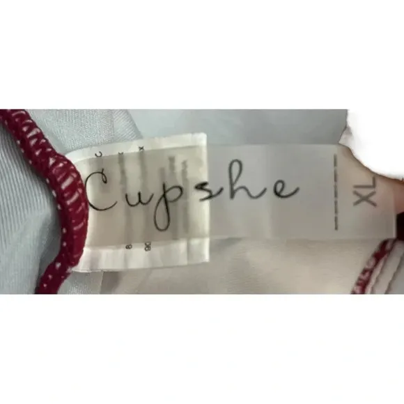 CUPSHE BURGUNDY‎ RUFFLE FRONT WRAP ONE PIECE HALTER SWIMSUIT WOMEN SIZE XL - Image 8