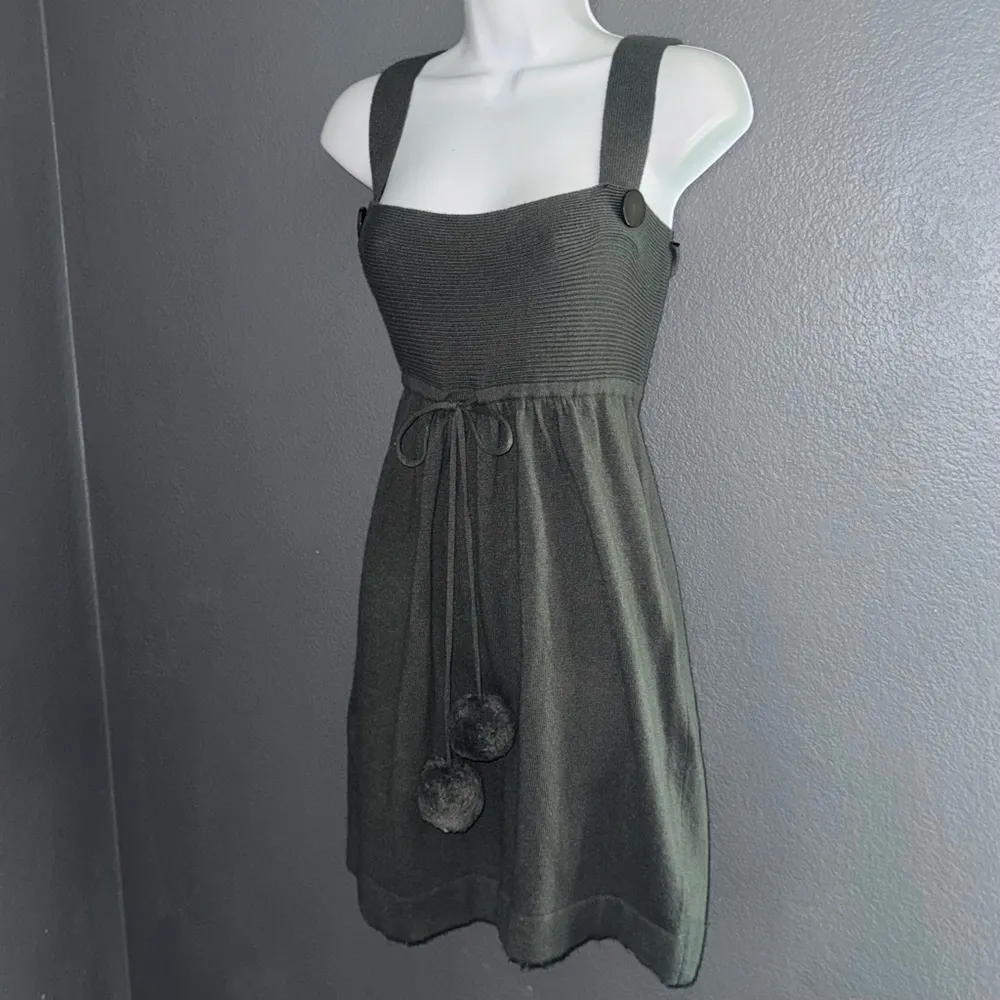 BCBGMaxazaria New w $180 Tags Army Green Pom Pom Mini Dress Large - Image 3
