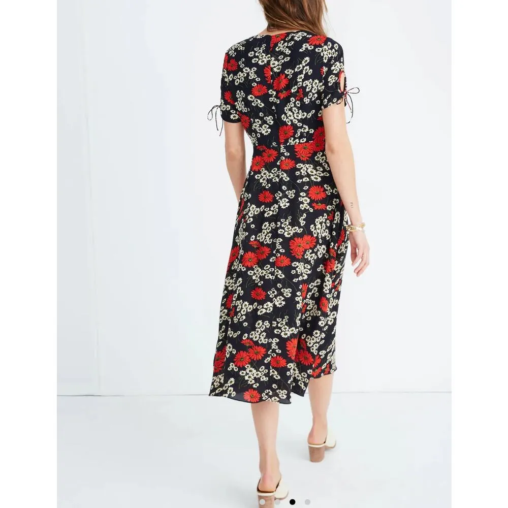 NEW Madewell Peekaboo-Sleeve Midi Dress in Hillside Daisies size 0 - Image 2