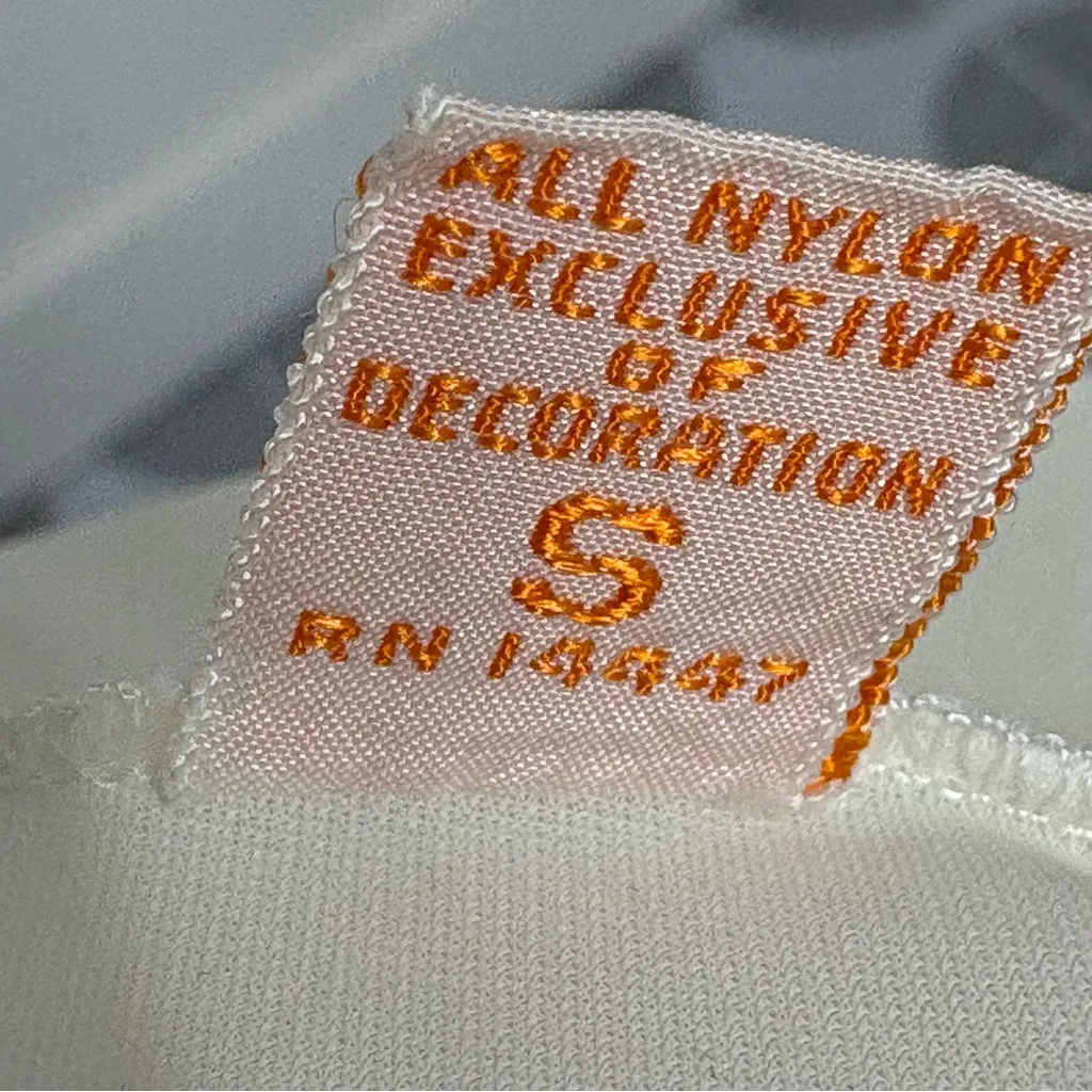 Vintage 70s Gotham White Peignoir Robe Blue Flower Sz S - Image 7