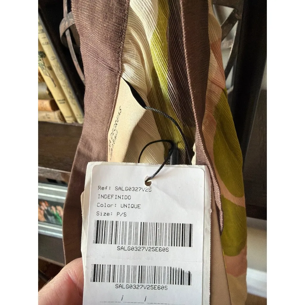 Adriana Degreas Giardino Linen Silk Long Skirt Unique Womens Size Small Brown - Image 7