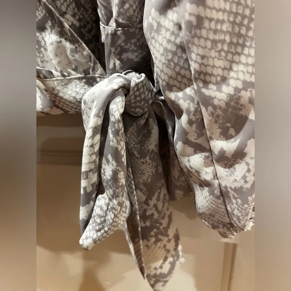 Jennifer Lopez Snake Skin Printed Self Tie Crossover Blouse Size Large - Image 5