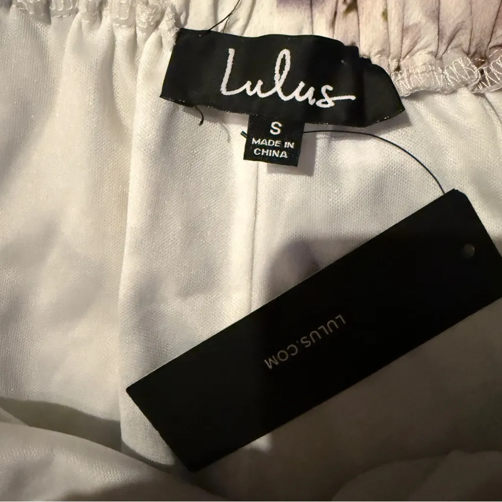 Lulus Dream of You Ivory Floral Print Off-the-Shoulder Shift Mini Dress Sz S NEW - Image 5