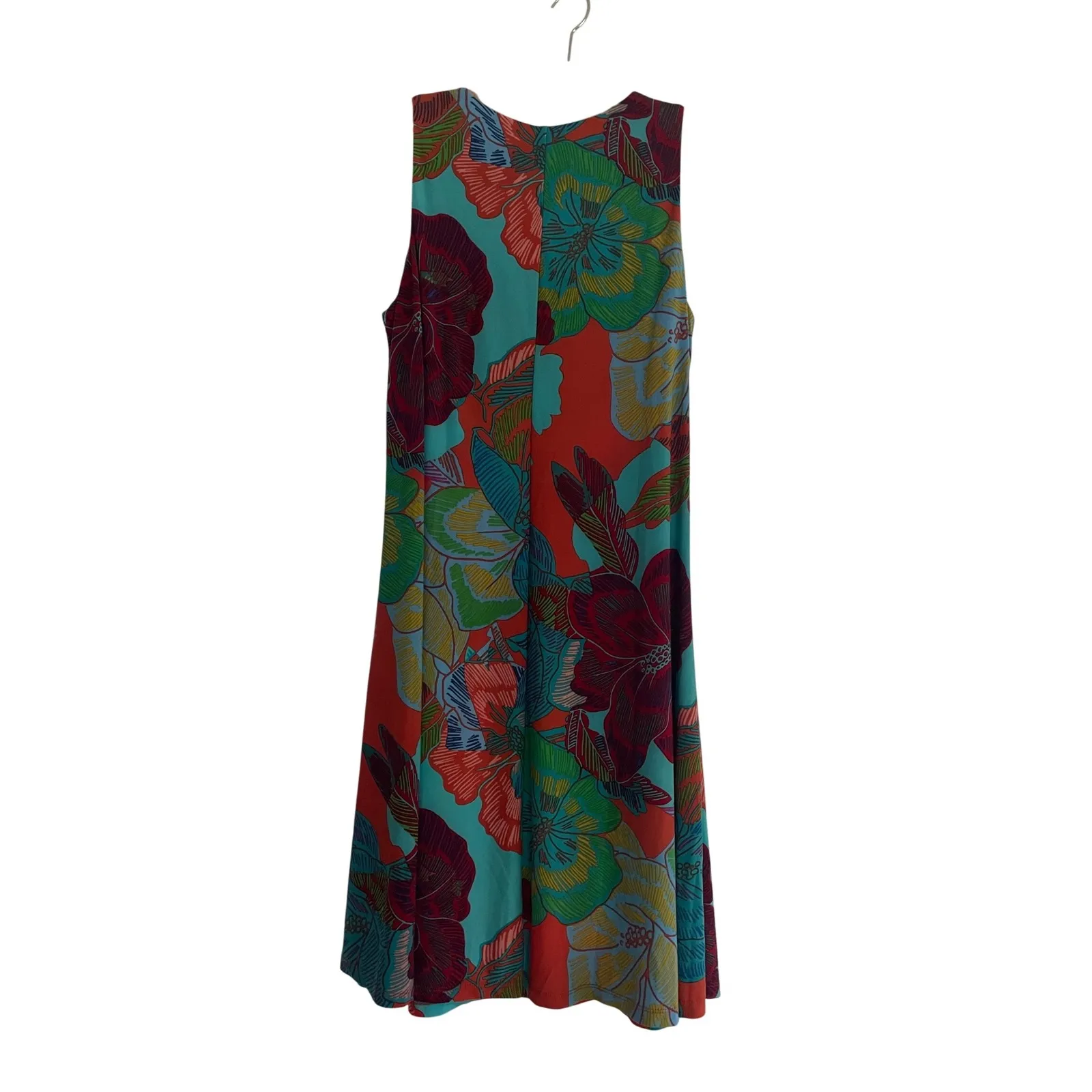 NWOT‎ AK Anne Klein Floral Dress Sleeveless V Neck Red Turquoise Size 8 - Image 5