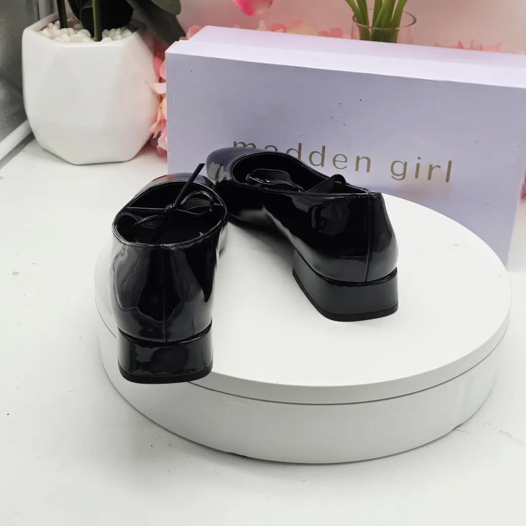 Madden Girls Shoes 7 Black Egret Casual Mary Jane Flats Bow Detail Ballet Core - Image 5