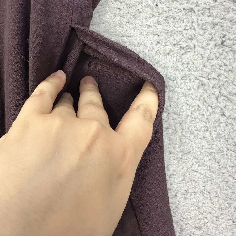 Leith pants womens medium purple wide leg tie waist pockets high‎ waist cropped - Image 5