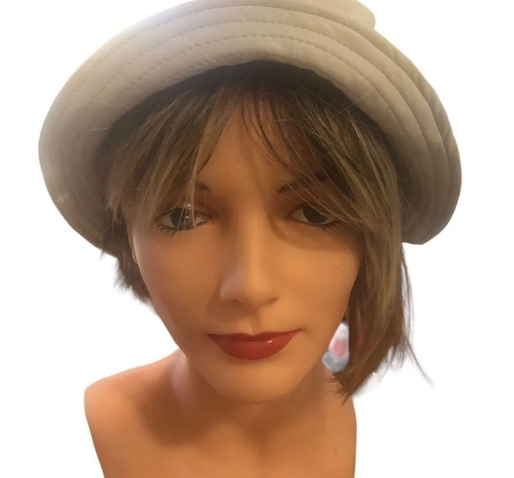 Madden NYC Faux Leather Bucket Hat Toasted Almond One Size Gold Chain Detail - Image 3