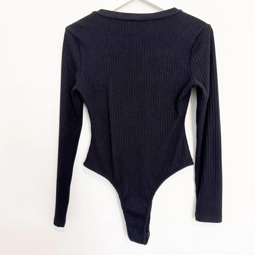 Free The Roses‎ Knit Henley Bodysuit Black Size L - Image 8