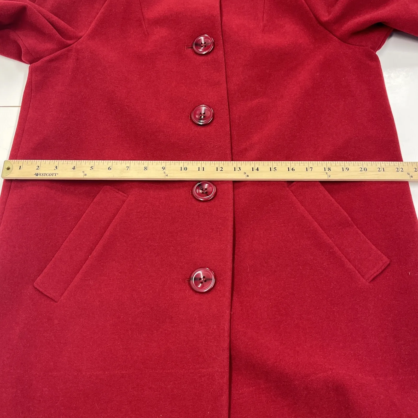 Appleseed's Petites Women’s Red Button Wool Blend Pea Coat Size 16P City Classic - Image 14