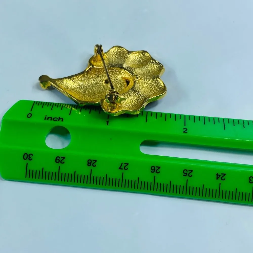 Creepy Clown Pin Brooch Gold Tone Enamel Hat Ruffled Red Collar Smiling Vintage - Image 4