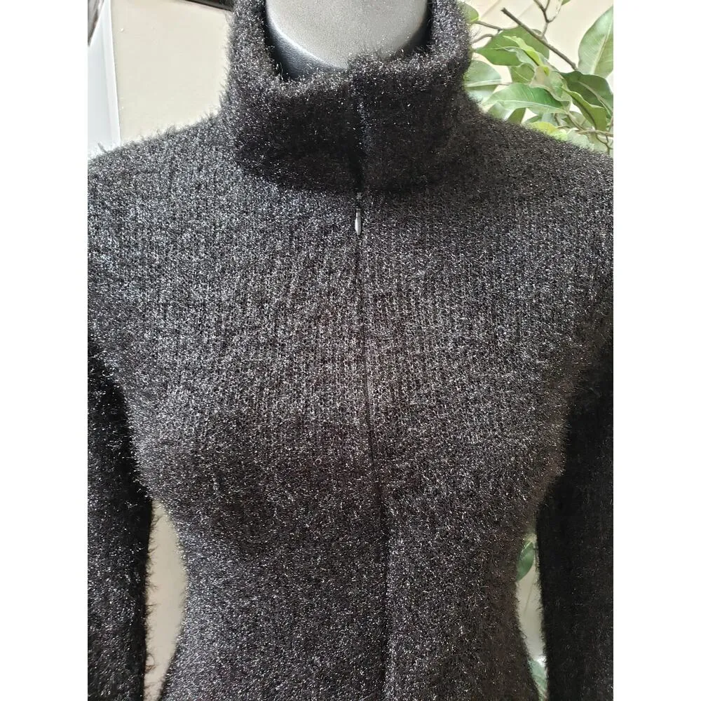 A3 Sweater Romper Women's Size Medium Black Knit Polyester Long Sleeve Full Zip - Image 9