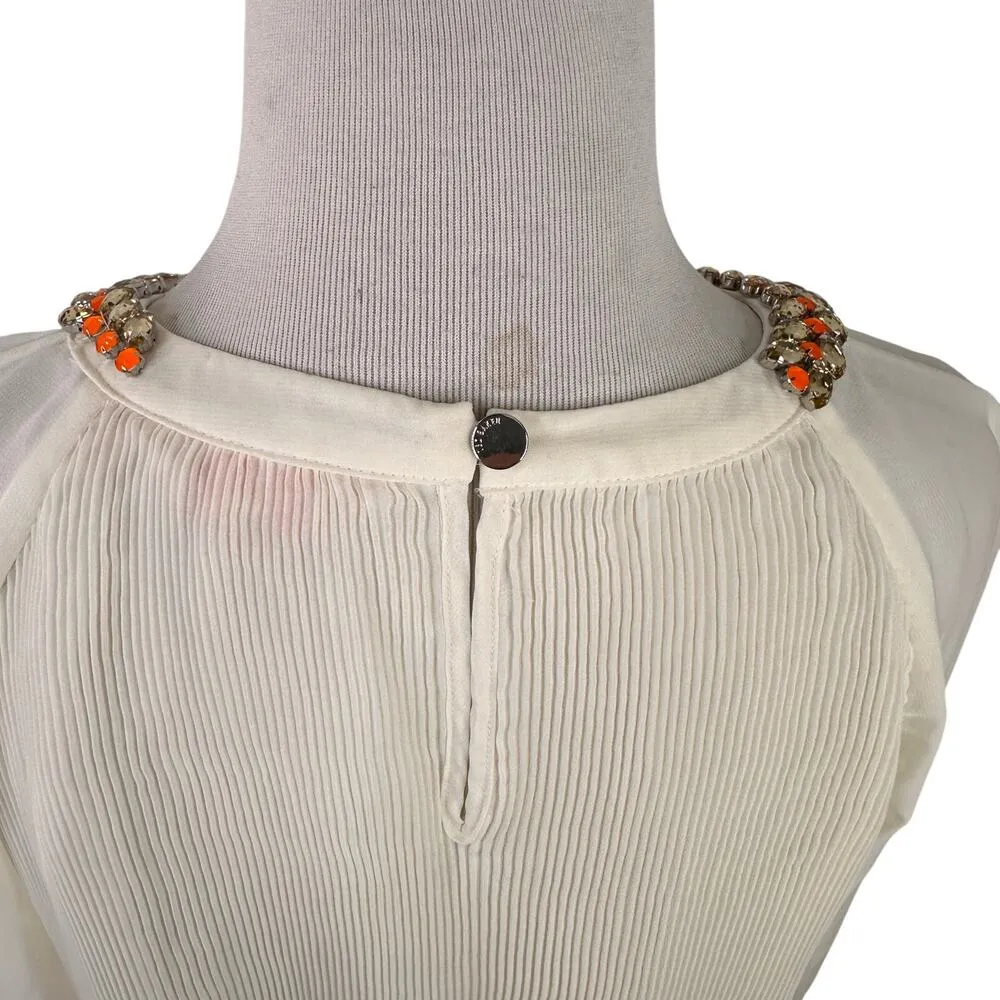 Ted Baker Lovina Bejeweled Accordion Pleated Top Size 2 - Image 7