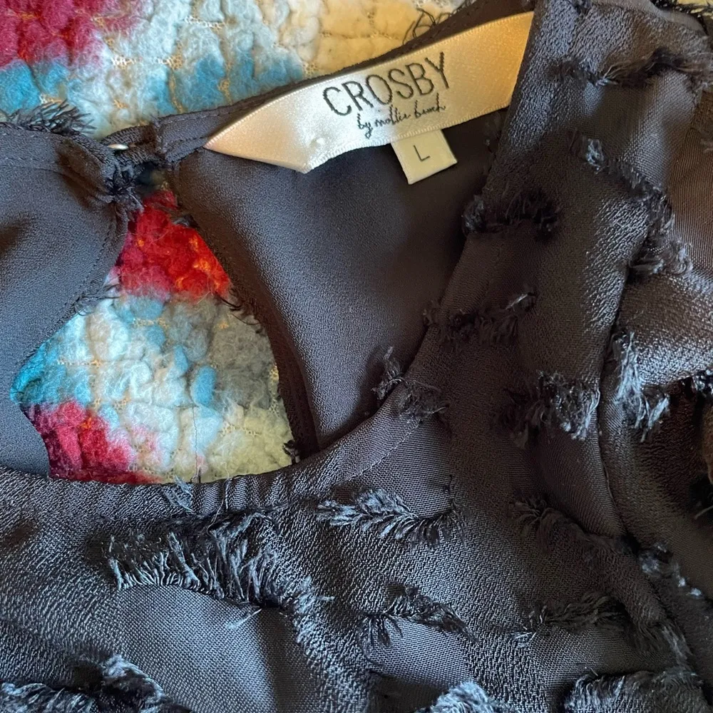 Crosby By Mollie Burch Black Ruffle Sleeveless Party Dress Size L - Image 3