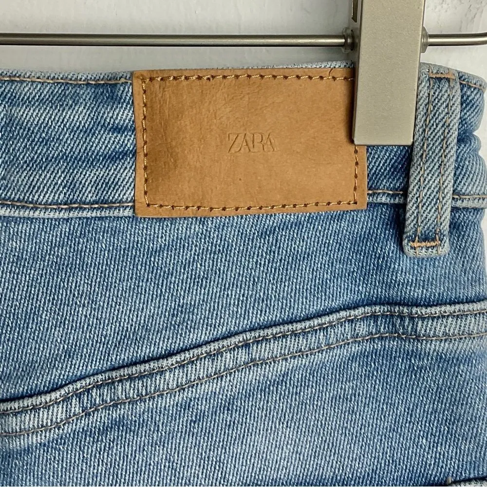 ZARA  Blue Light Wash Distressed Skinny Jeans 2 - Image 4