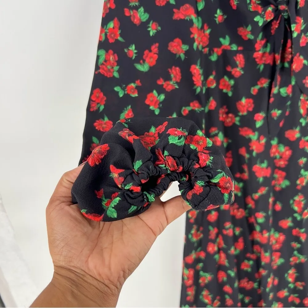 Fourteenth Place Romantic Floral‎ Sweatheart Puff Long Sleeve Tie Front Dress - Image 16