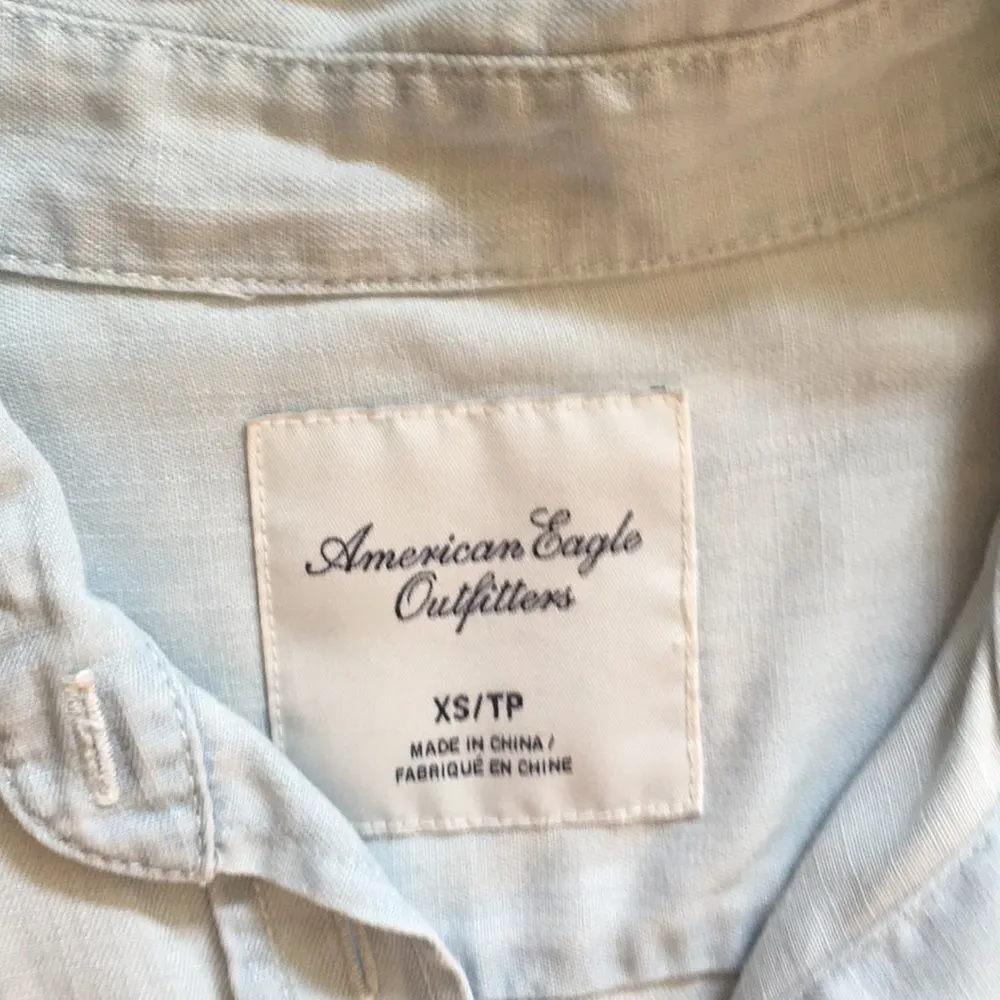 AEO xs boyfriend washed denim button down shirt - Image 2