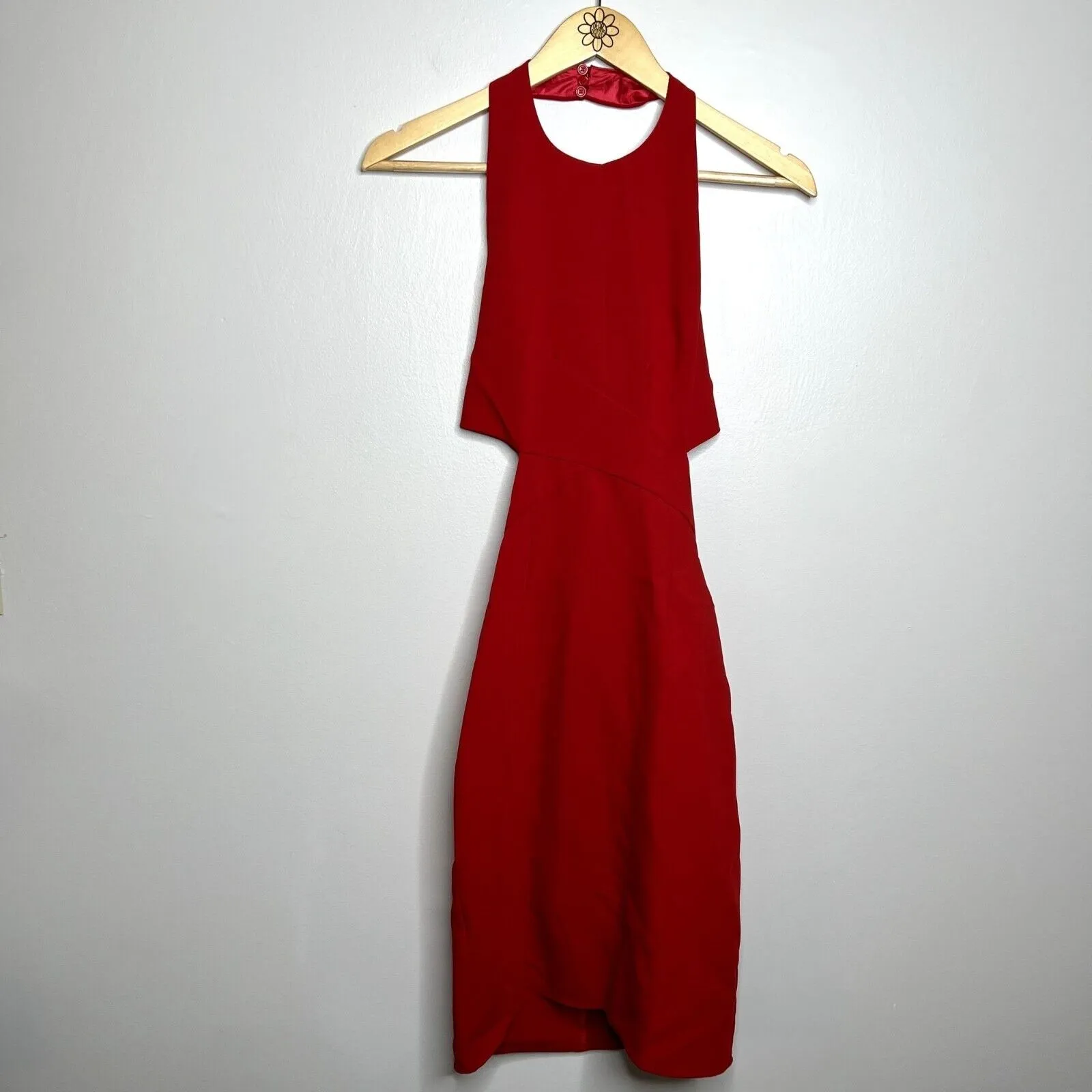 Lulus Red Uniquely Chic Bodycon Halter Tie Up Dress - Image 4