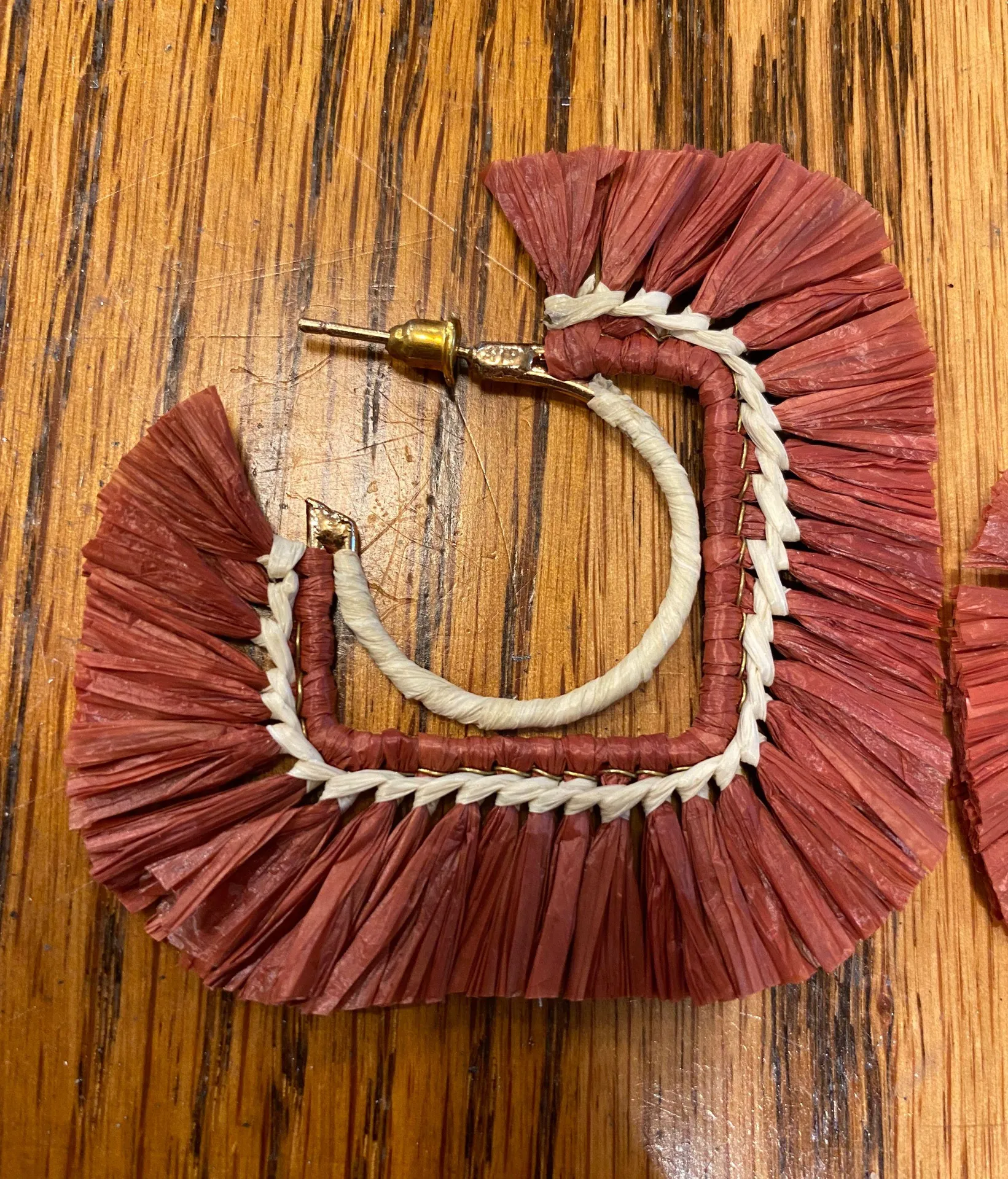 American Eagle Outfitters Boho Square Raffia Earrings - Image 4