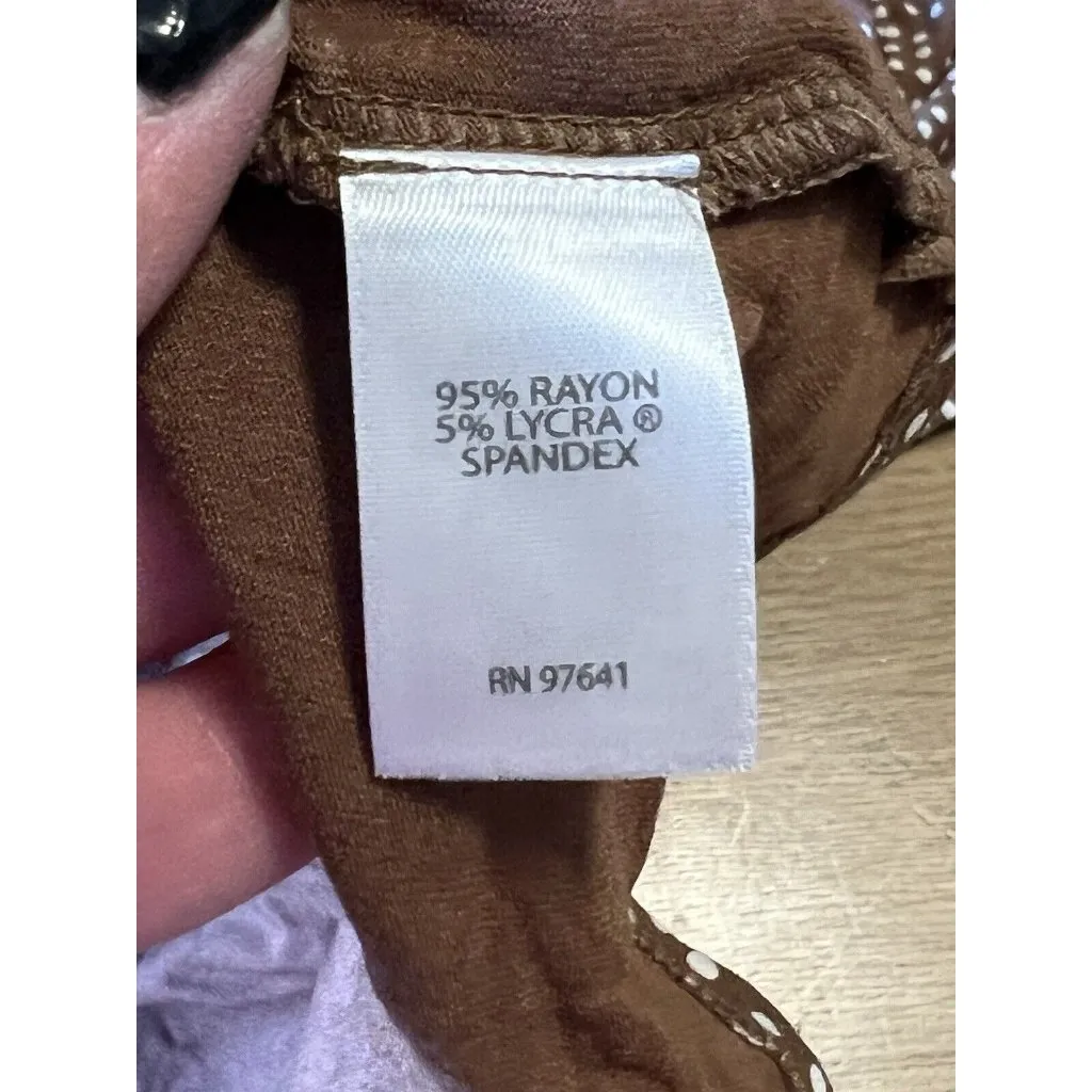 Womens J Jill‎ Wearever Collection Polka Dot Top 3/4 Sleeve Brown Size Medium P - Image 6