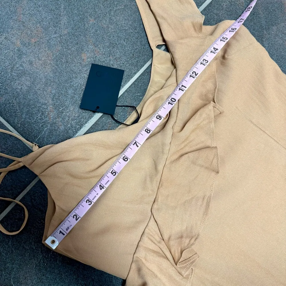 NEW NBD Dua Mini Sleeveless Cocktail Dress Tiered Ruffles Nude Medium NWT - Image 11