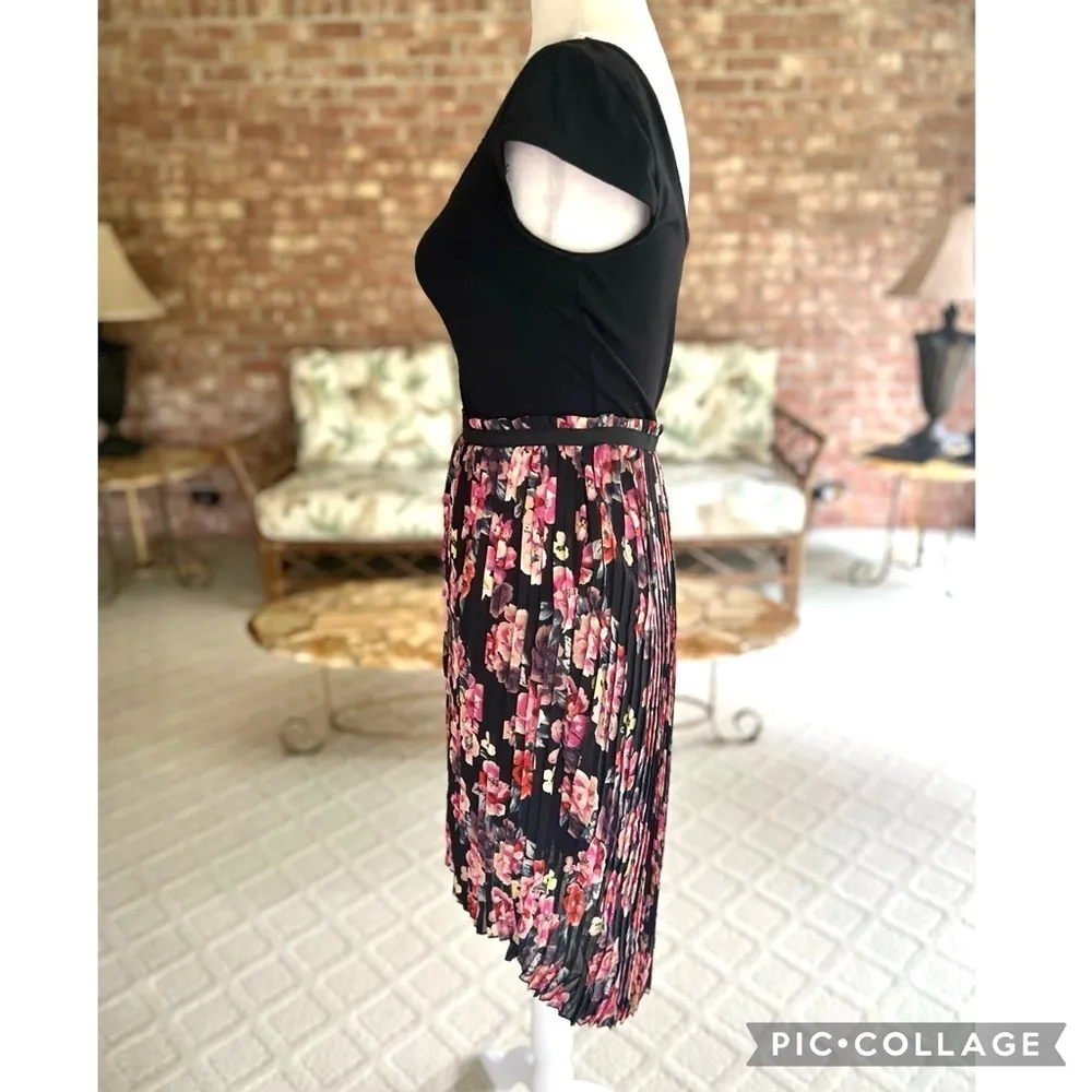 Xhilaration Dress Floral Pleated Black High Low S/M Party Office Lunch Brunch - Image 7