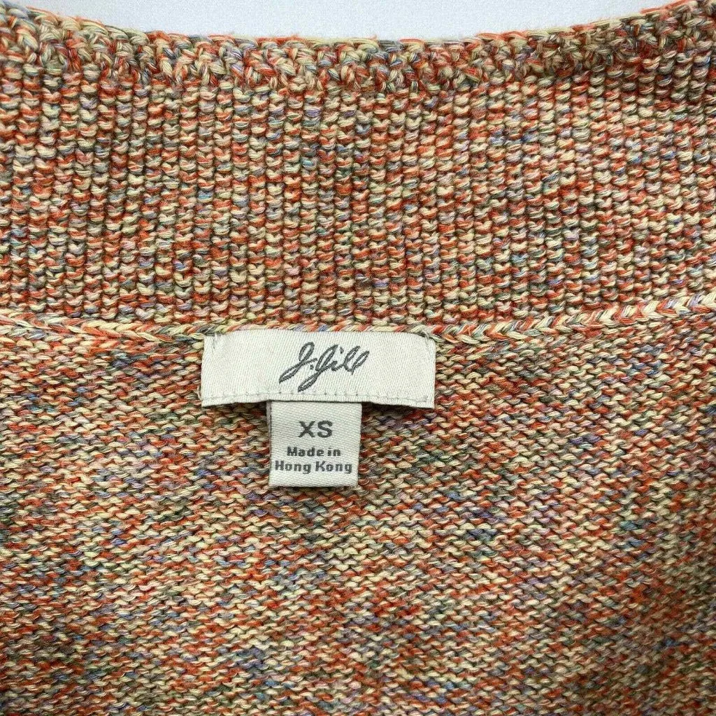 J. Jill Cardigan Sweater Womens XS Peach Knit 3/4 Sleeve‎ Mother of Pearl Button Orange - Image 5