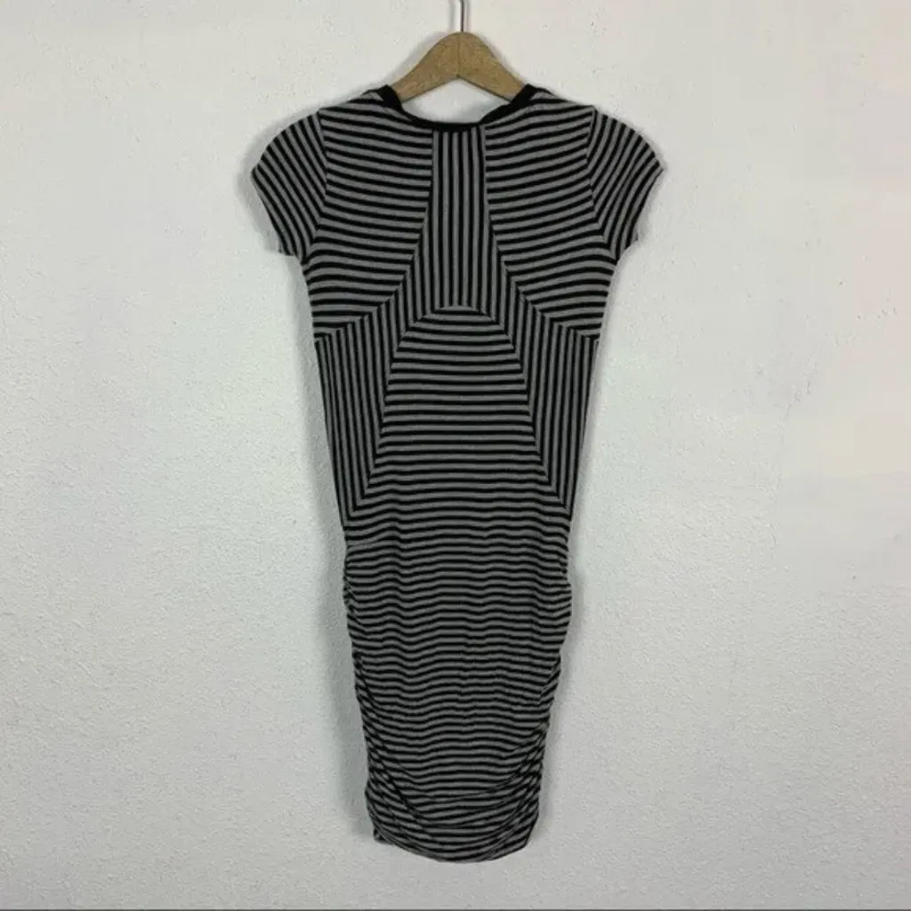 Athleta XXS‎ Gray Striped Ruched Bodycon T Shirt Dress Casual Stretchy - Image 6