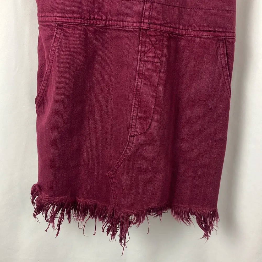 Free People plum purple denim skirt overalls woman’s size 4 - Image 2