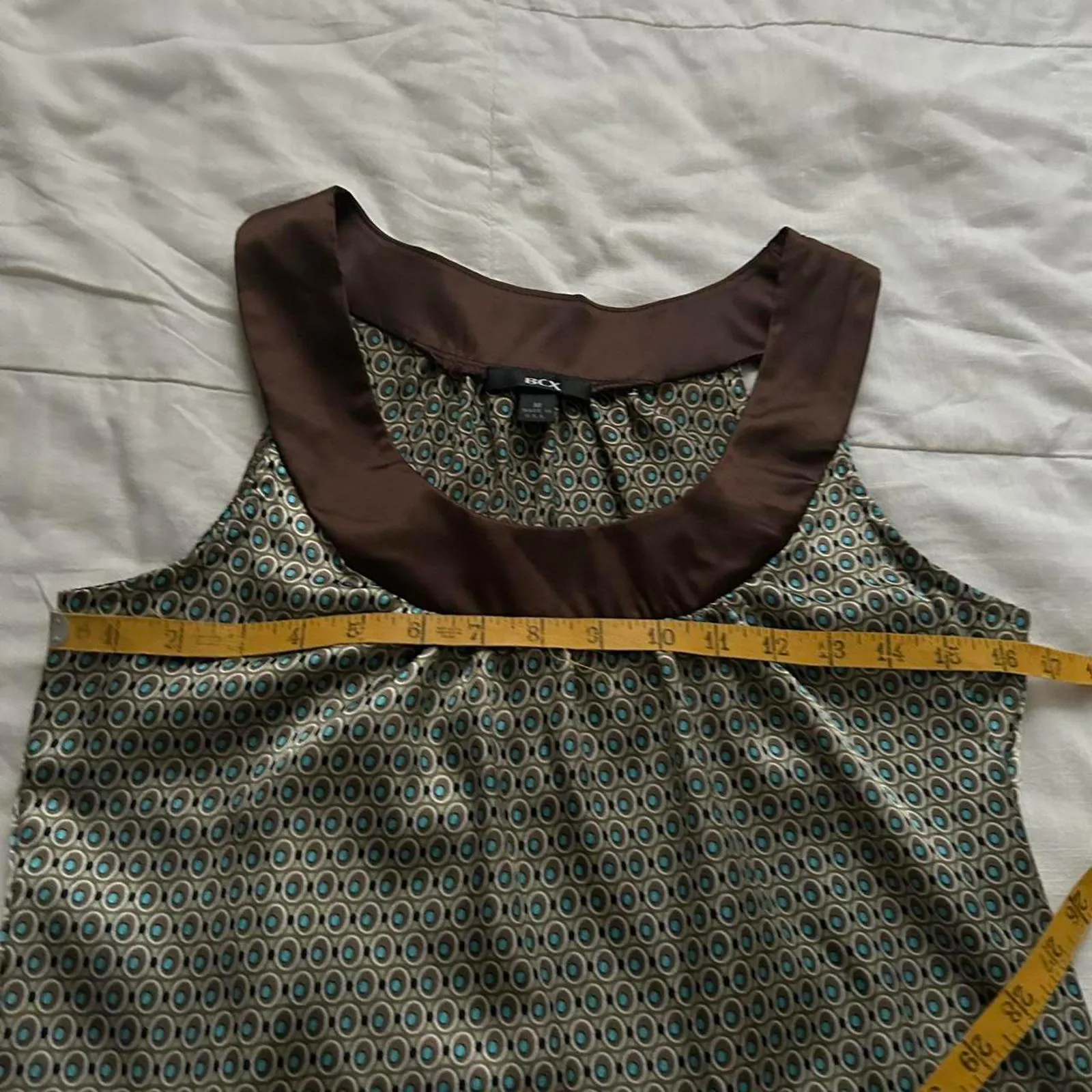 Vintage Y2K Brown and green dot print BCX blouse size medium - Image 6