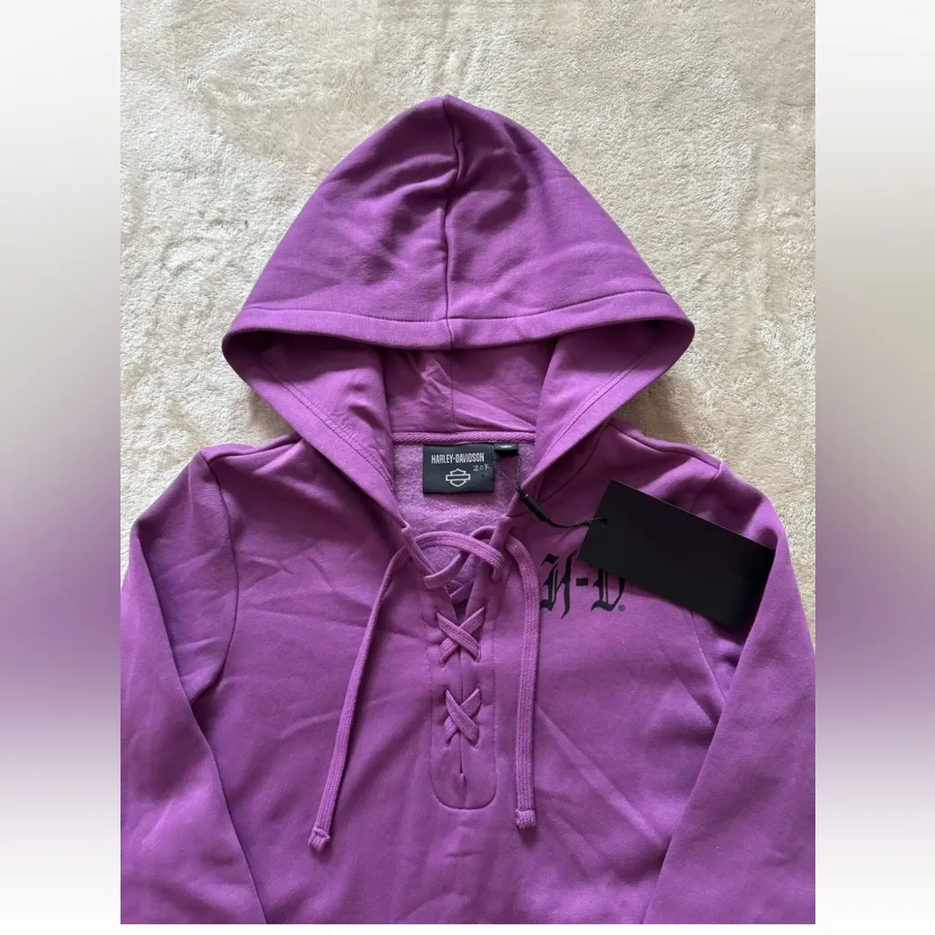 Harley-Davidson Women’s Pullover Hooded‎ Sweater Knit Purple Size Small NWT - Image 3