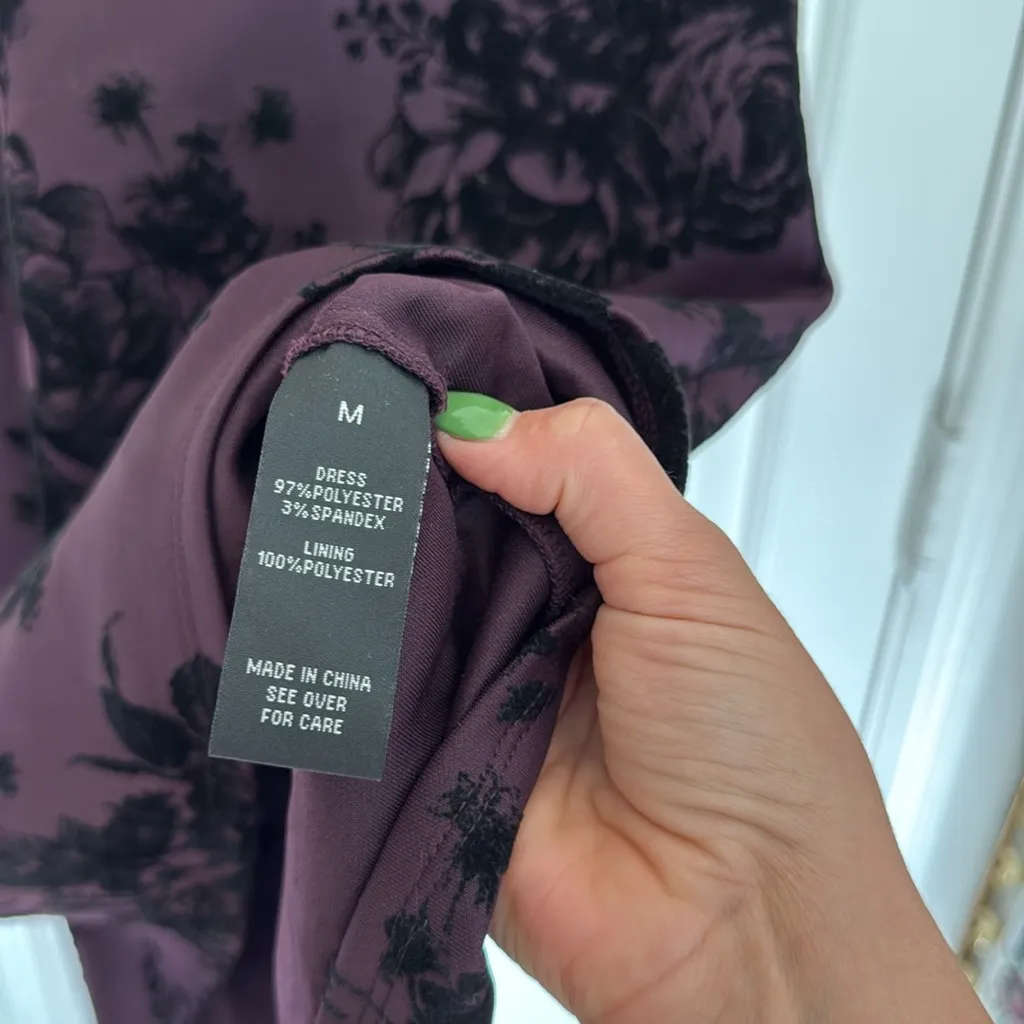 Y2k vintage purple velvet rose mini dress - Image 5