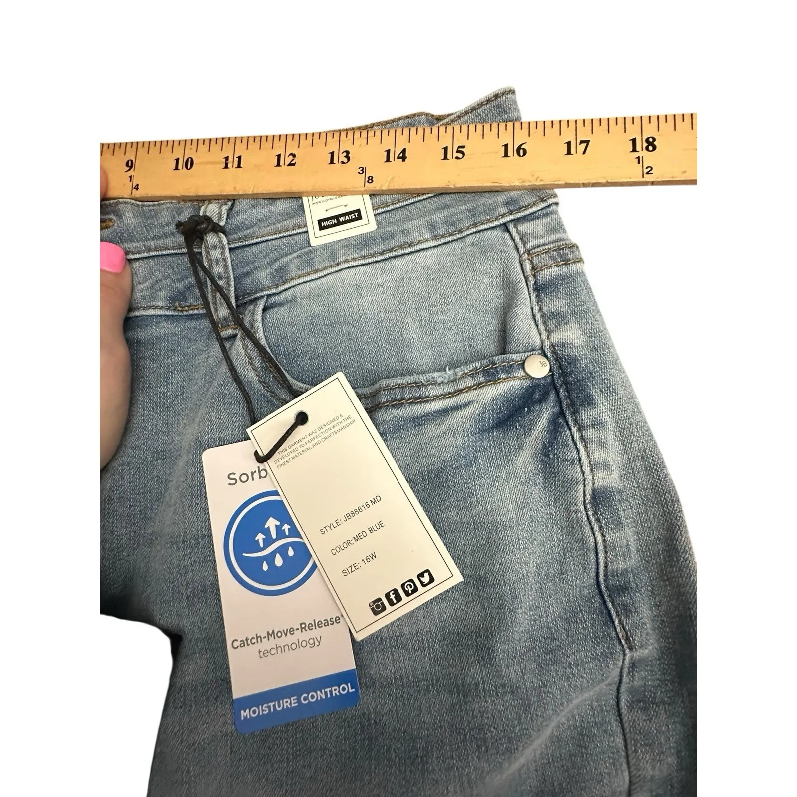 NWT Judy Blue Jeans Womens Size 16W Blue Wide Leg Crop Stretch Denim #G6-4 - Image 6