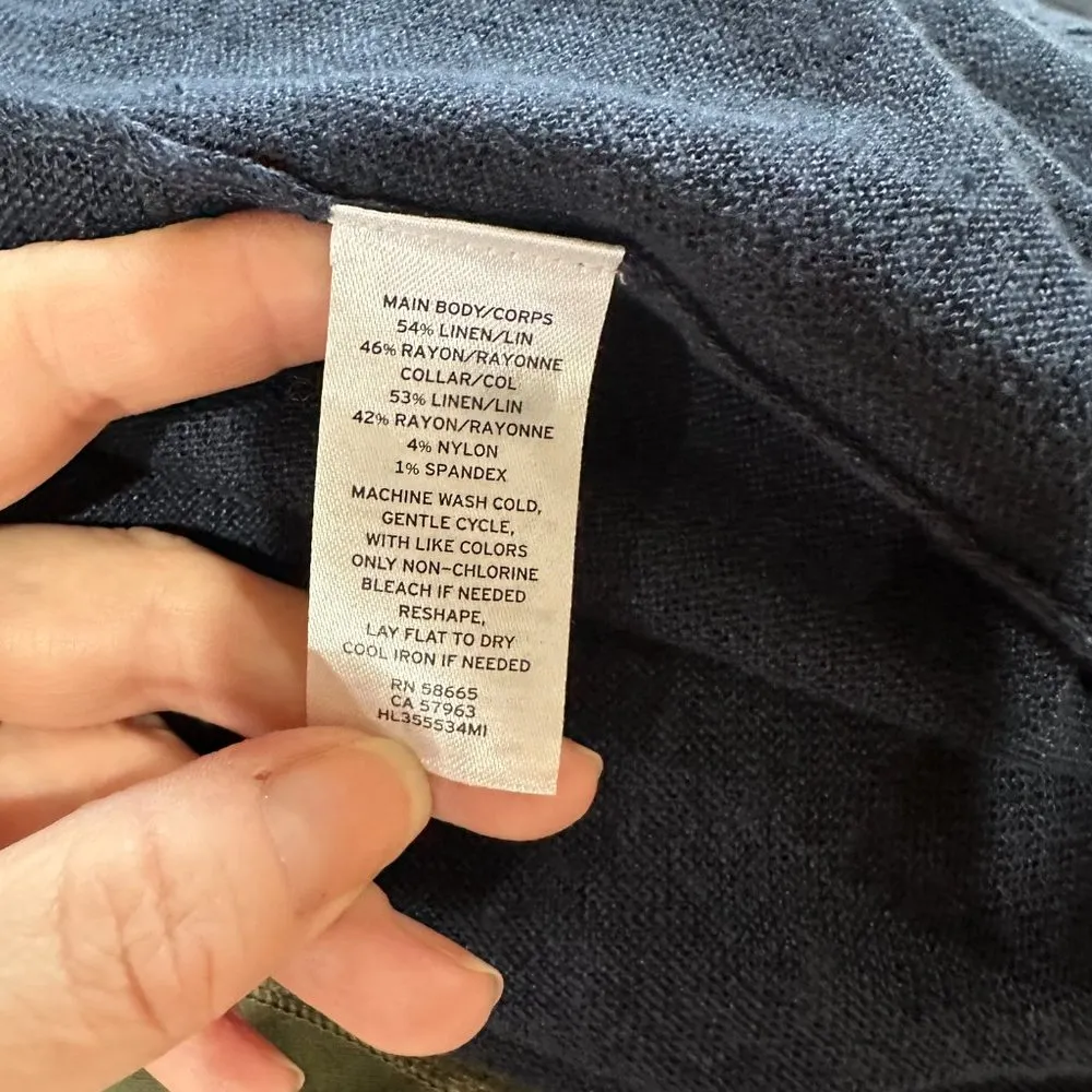 NORDSTROM Trouve Navy Linen Open Cardigan with Tie Back - XS/S - Image 10