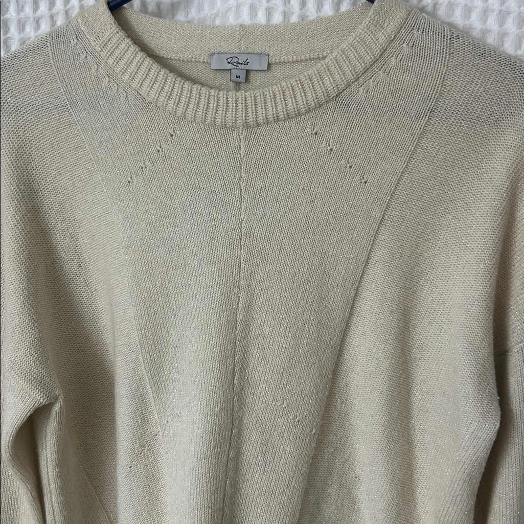 Rails Joanna Wool & Cashmere Sweater Pullover Snow Globe Cream Metallic Size Med - Image 3