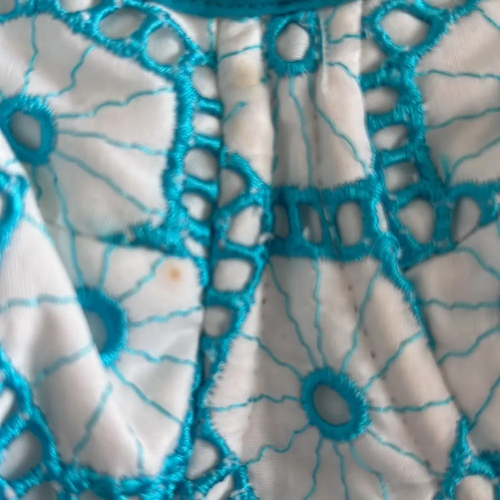 NWT Milly Vintage Eyelet Lace Dress Tie Neck Halter Blue White 10 - Image 4