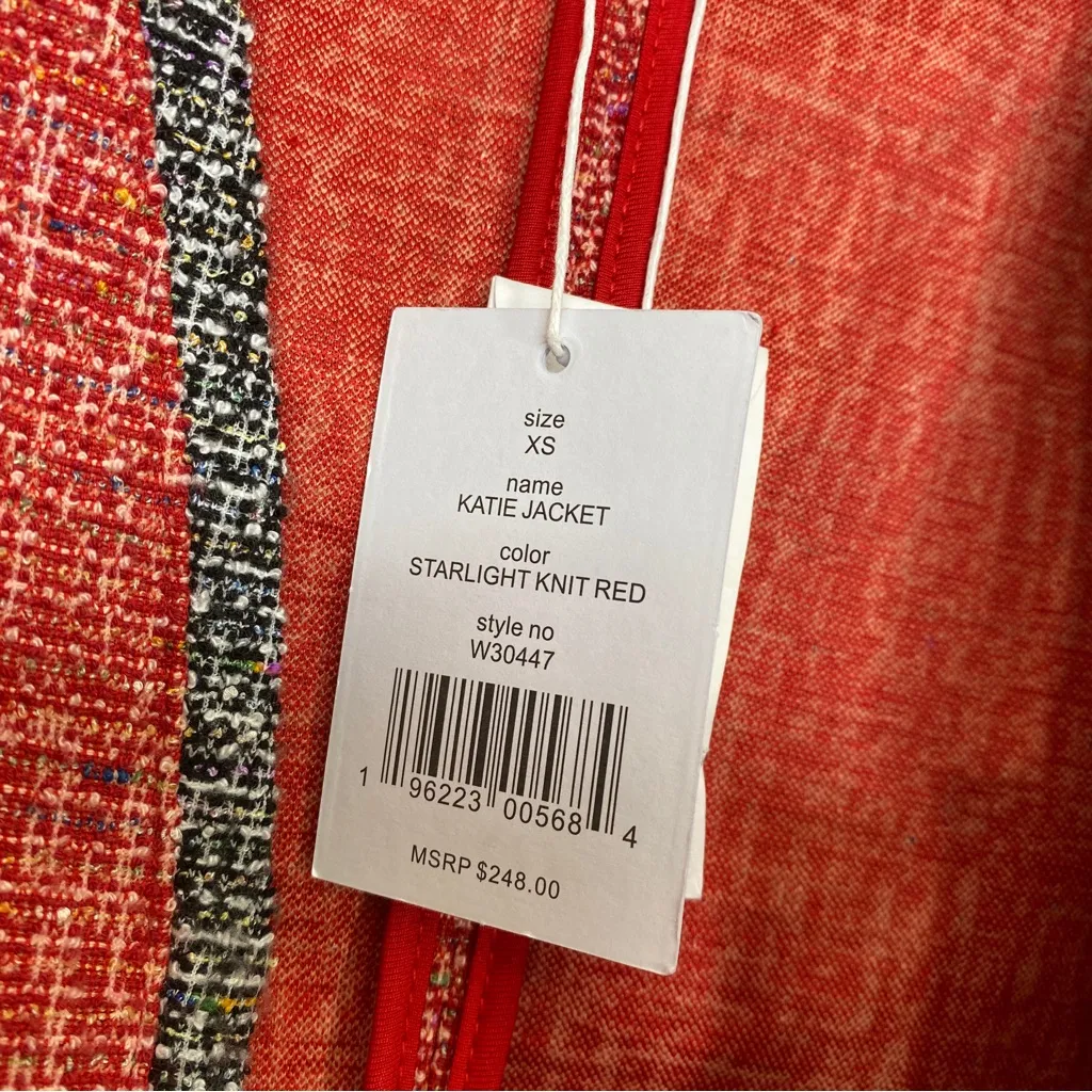 *FLAWED* NEW Walter Baker Katie Jacket in Starlight Knit Red size XS NWT - Image 9