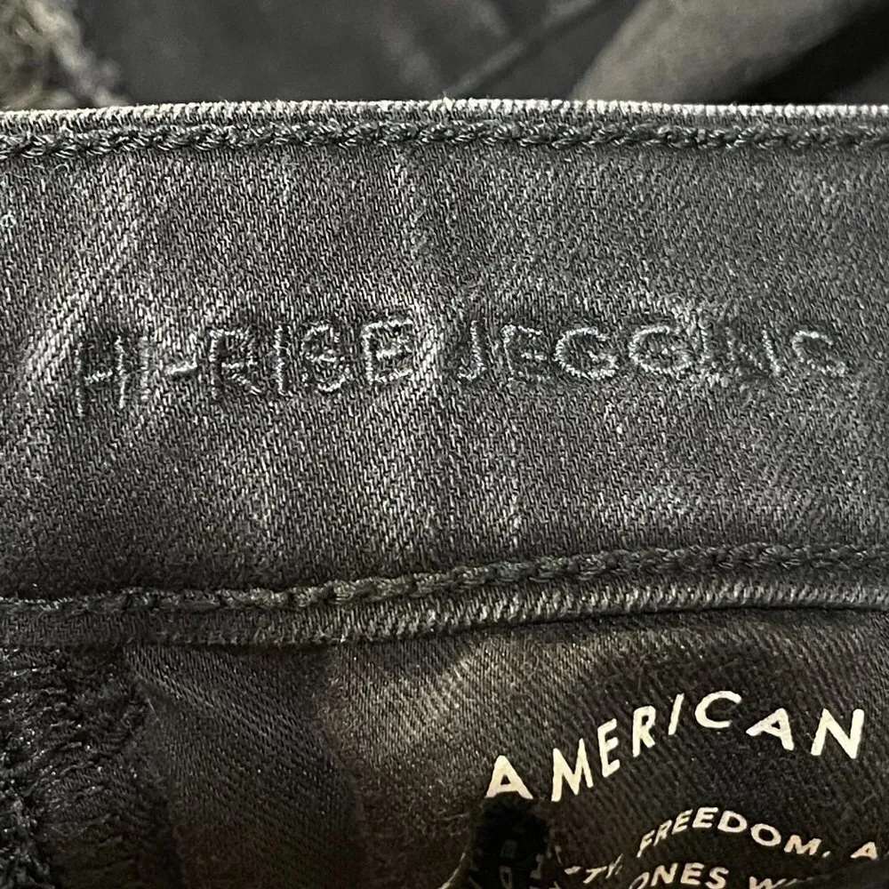 American Eagle Women's Hi-Rise Jegging Black Destroyed Size 6 - Image 8