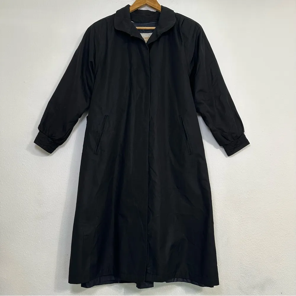 London Fog Black Vintage Trench Coat Removable Liner - Image 2