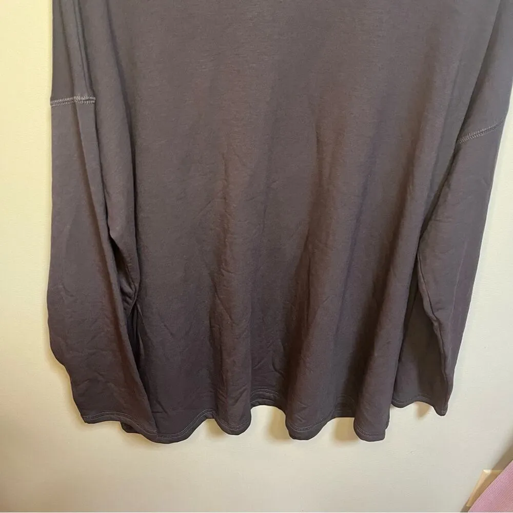 Superbrushed Easygoing Sweatshirt Black Coal 1X Crewneck Relaxed Fit Lagenlook - Image 6