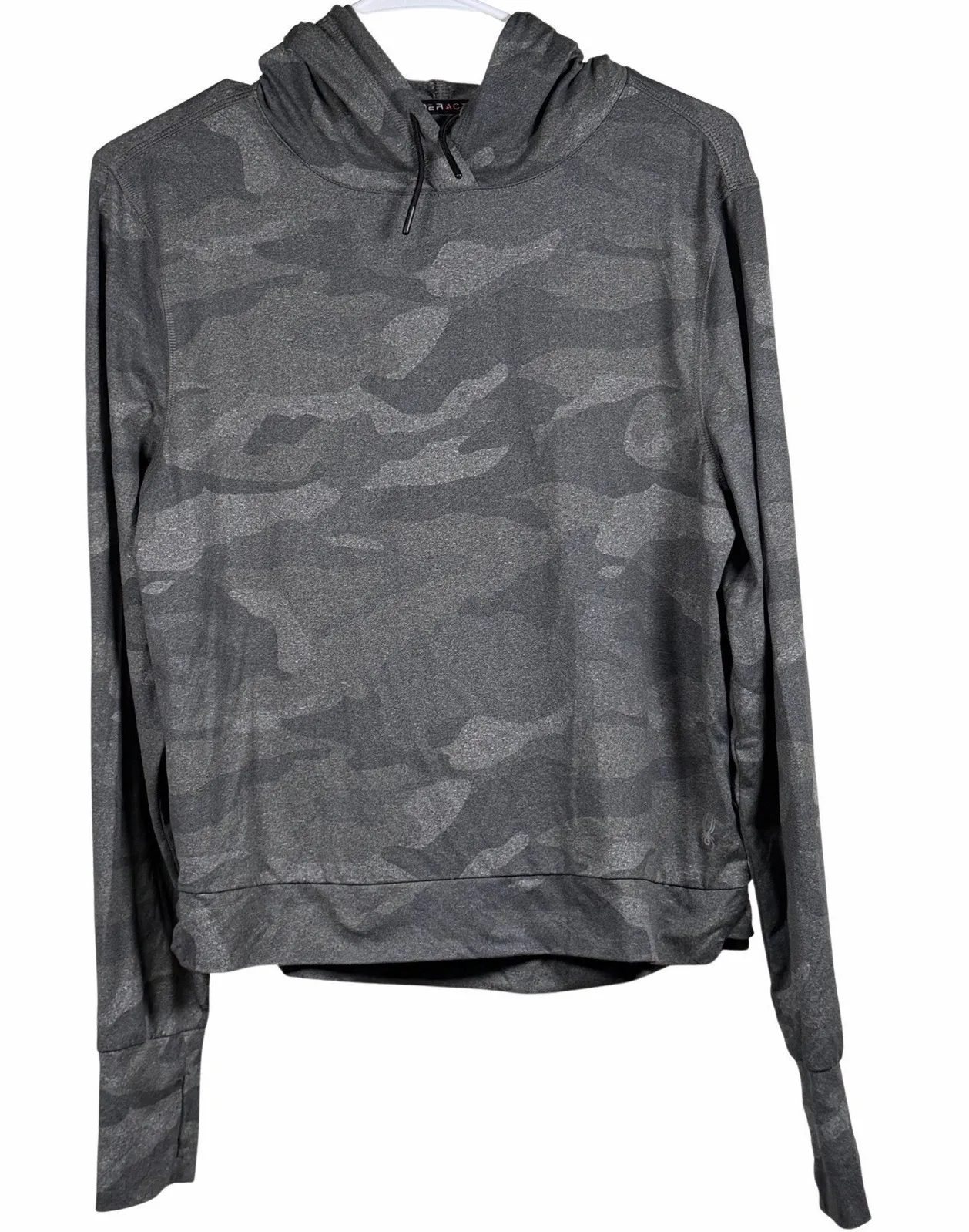 Spyder Hoodie Womens Medium Gray Camo Pullover Long Sleeve Active Shirt - Image 1