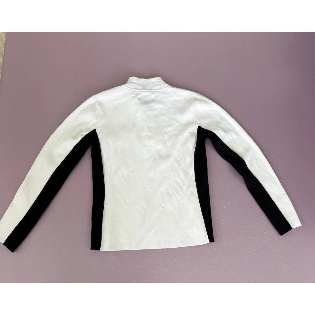 Style&co. Women's 1/4 Zip‎ Pullover Sweater Multicolor Size M White Size M - Image 2