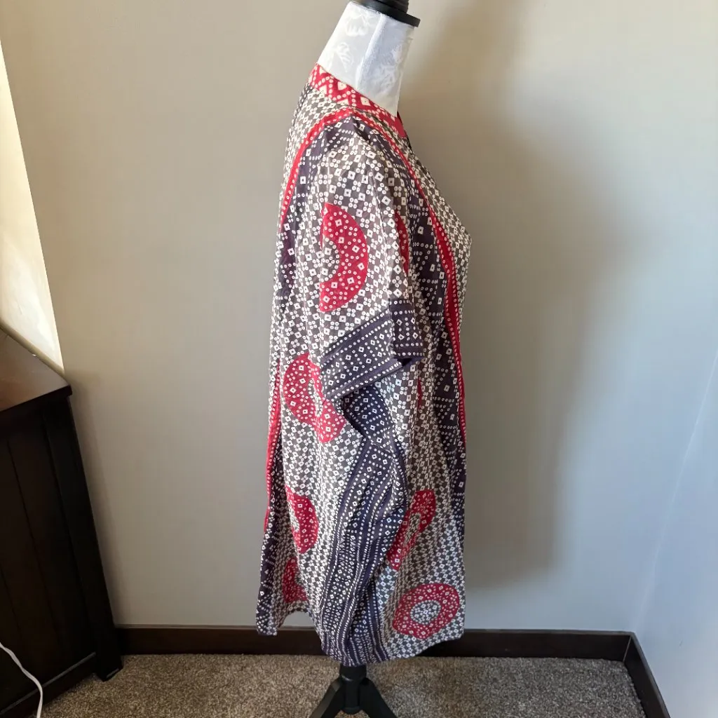 Emerson Fry India Collection Womens Short Caftan Dress Organic Cotton One Size Red Size undefined - Image 4