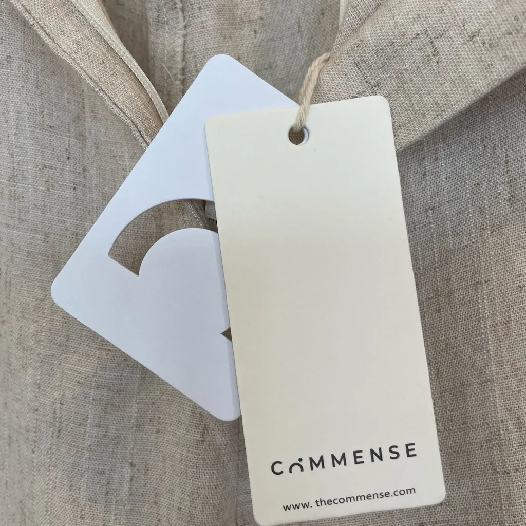 NWT Commense Beige Linen Wide Leg Trouser Pants Old Money Quiet Luxury Aesthetic Tan Size M - Image 6